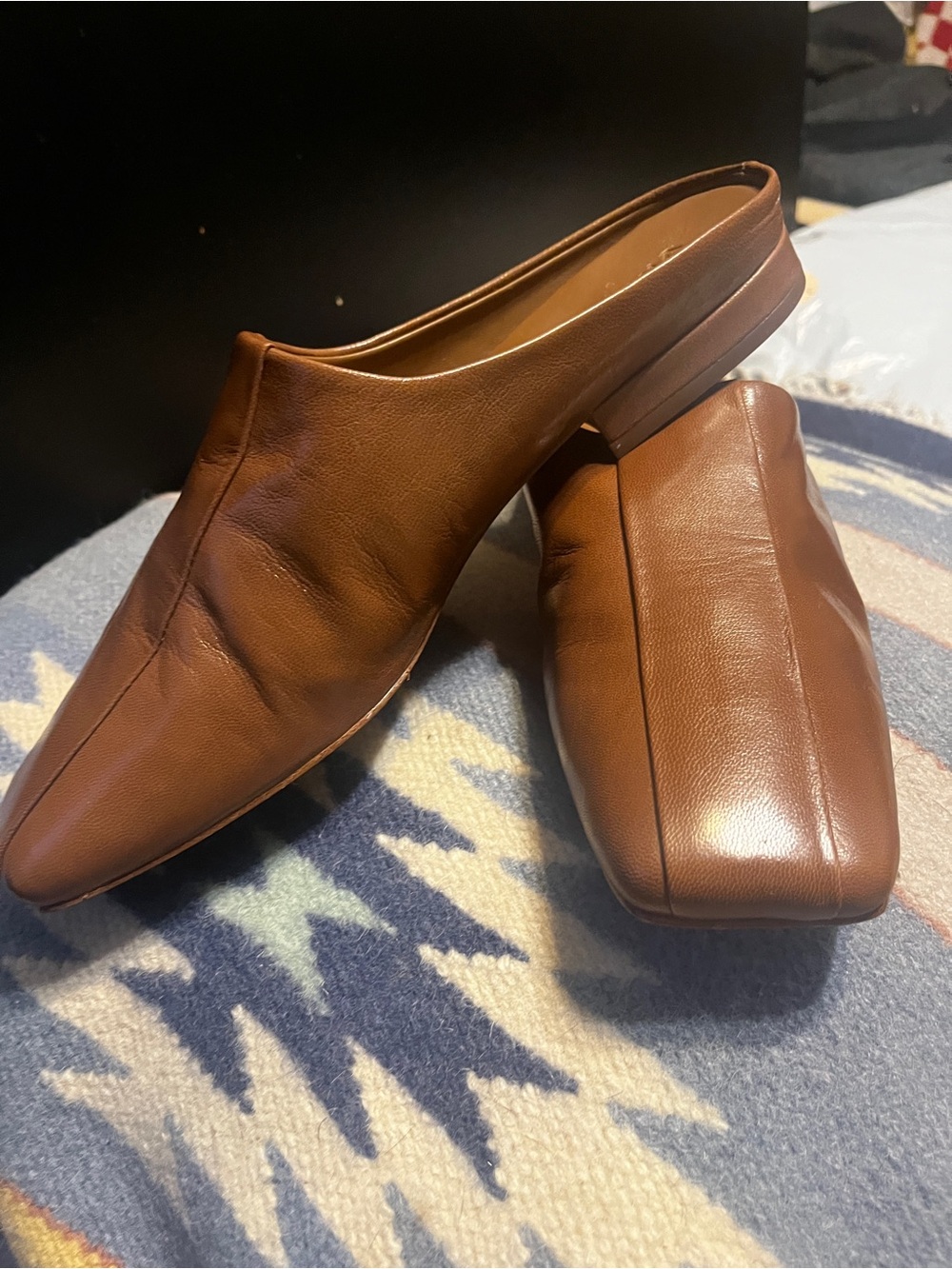 Vince Tan Leather Slip-On Mules made in Italy